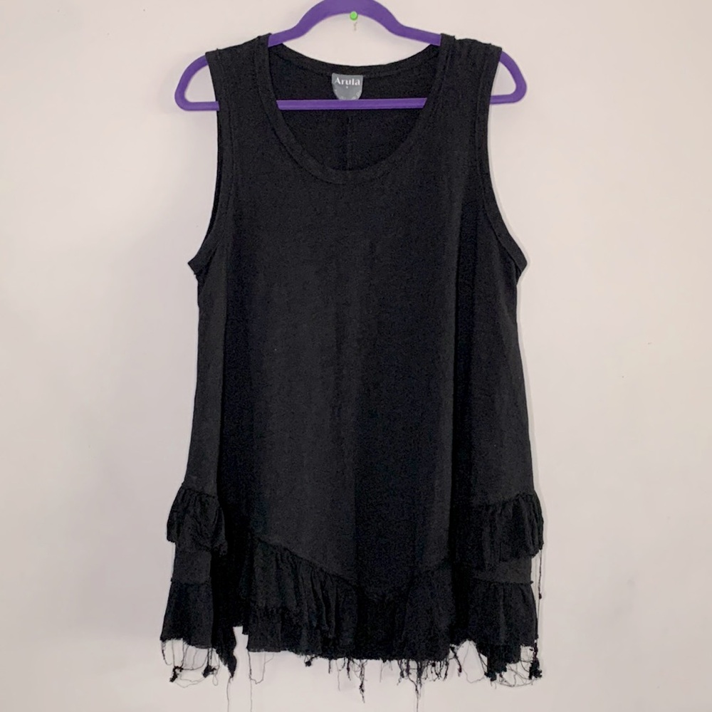 Arula Black Fringe Top